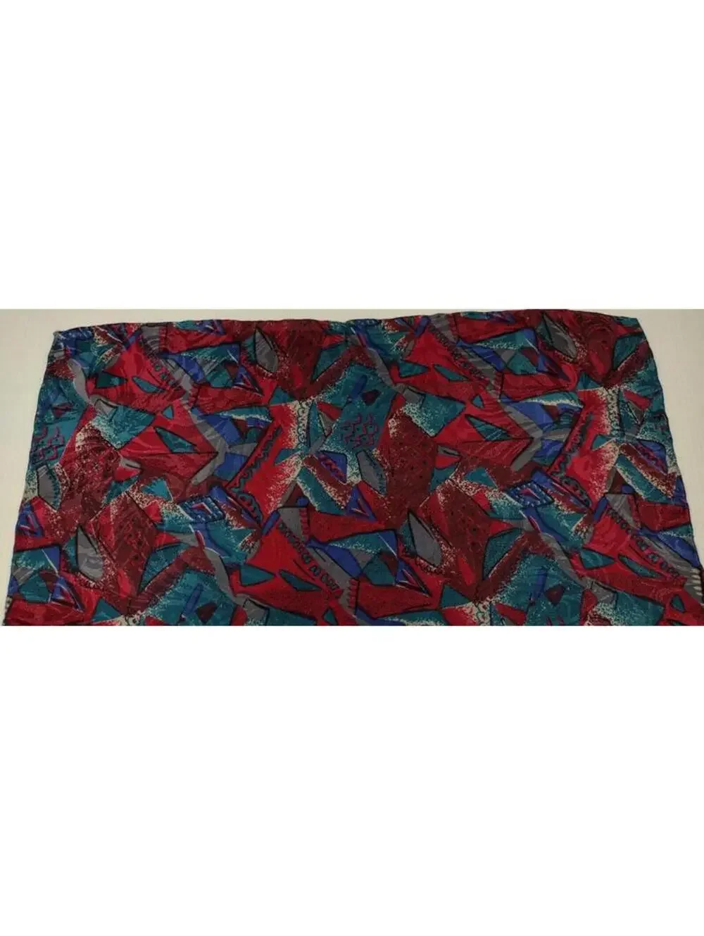Burgundy Handkerchief 100% Silk 80s colors HANKIE ABSTRACT HAND ROLLED EDGES